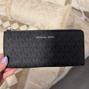 Michael Kors Black Monogram Zip Wallet